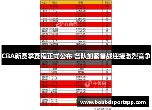 CBA新赛季赛程正式公布 各队加紧备战迎接激烈竞争